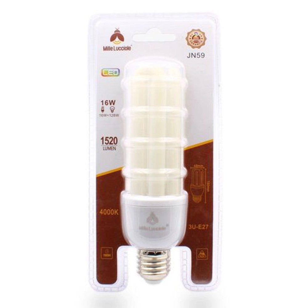 Trade Shop - Lampadina Led E27 16 W 3u Tubolare Opaca 1520lm Luce Calda 3000k Naturale 4000k - -bianco Naturale      -