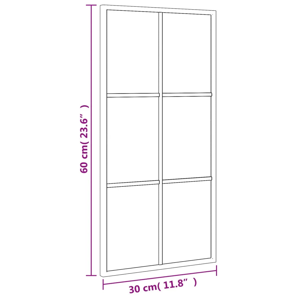 Specchio da Parete Nero 30x60 cm Rettangolare in Ferro 358641
