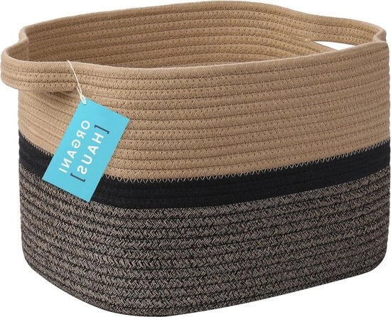 Tessuto di archiviazione rettangolare con maniglie a mano | Mandata decorativa per libri | Mandata per giocattoli e camera da letto per bambini | Mandata rettangolare per archiviazione - tessuto di archiviazione in cotone/honey/nero