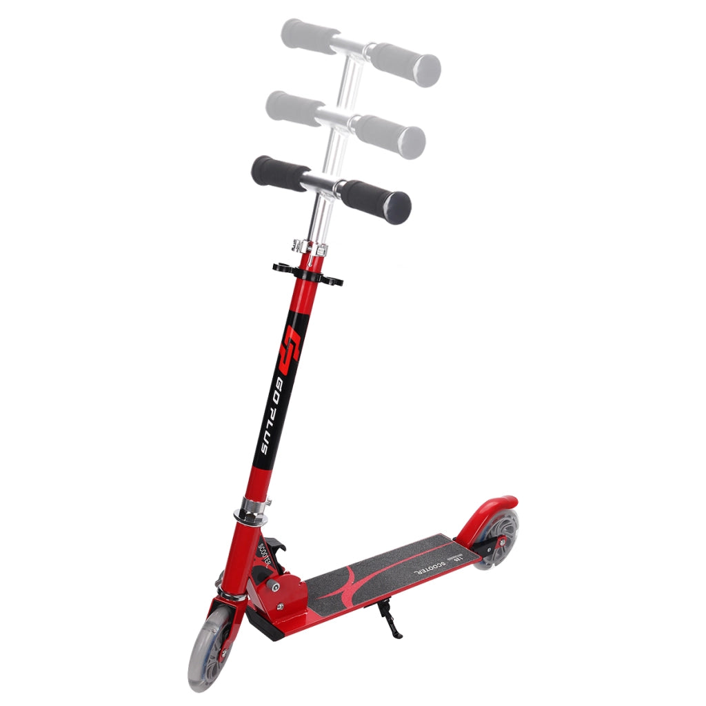 Monopattino a 2 ruote lampeggianti per bambini con musica altezza regolabile, Monopattino in alluminio Rosso-Monopattini