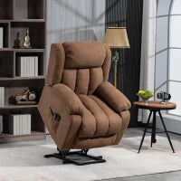Poltrona Elettrica Alzapersona Massaggiante Reclinabile con Telecomando, in Tessuto, 91x93x103cm, Marrone