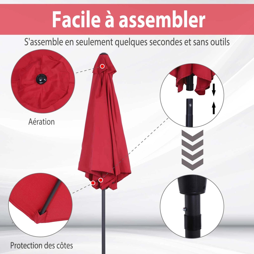 Parasole inclinabile da giardino ¨C zephmum ¨C alluminio rosso ?2,6x2,35m