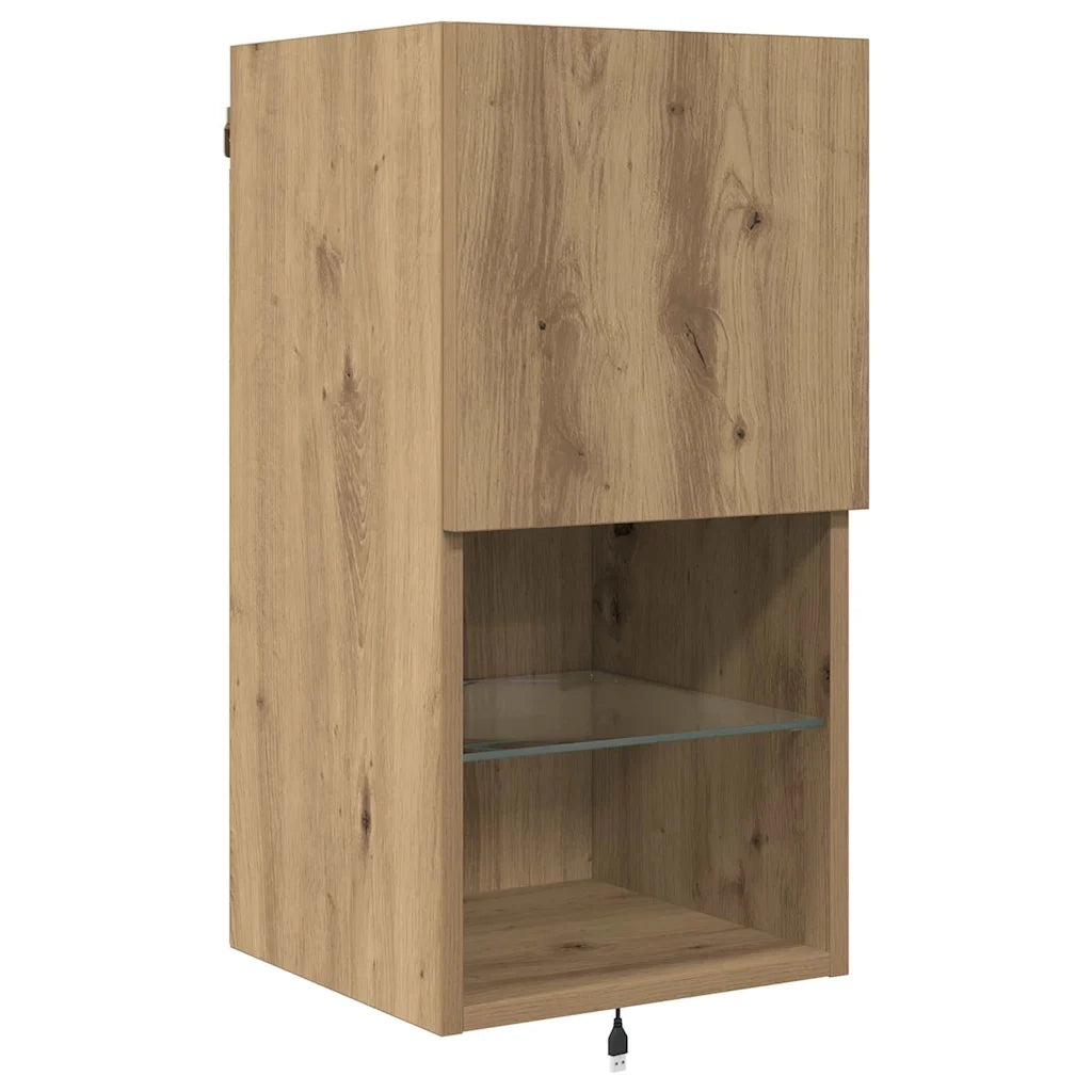 Mobile per TV a Muro-Credenza per TV sospesa Rovere artigianale Legno multistrato