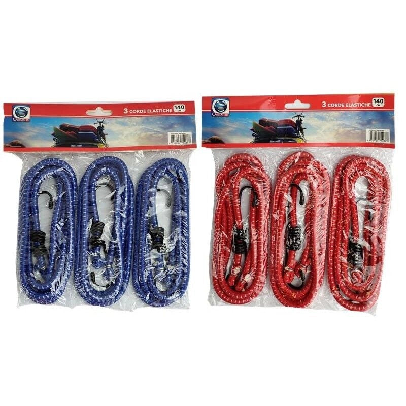 SET 3 CORDE ELASTICE DA GIOCO O SPORT DA 140 CM CIASCUNA