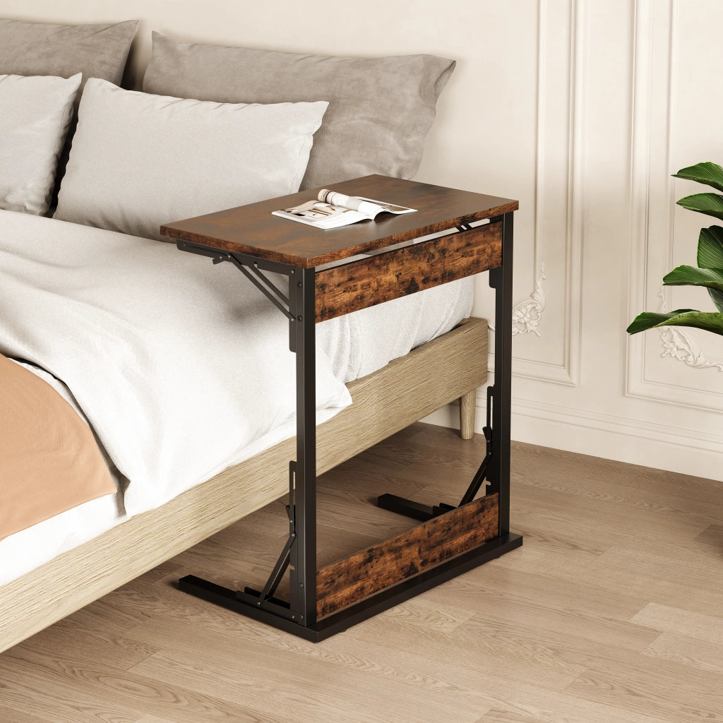 TAVOLINO C 60x37x71 cm Marrone rustico in metallo e pannello truciolare