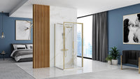Cabina Doccia A Parete Rea Rapid Slide Brush Gold 140x90