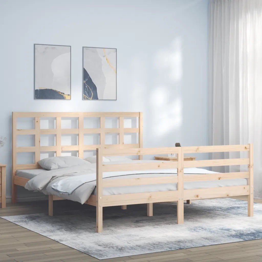 Giroletto con Testiera-Struttura Letto con testiera 160x200 cm in Legno Massello 776663