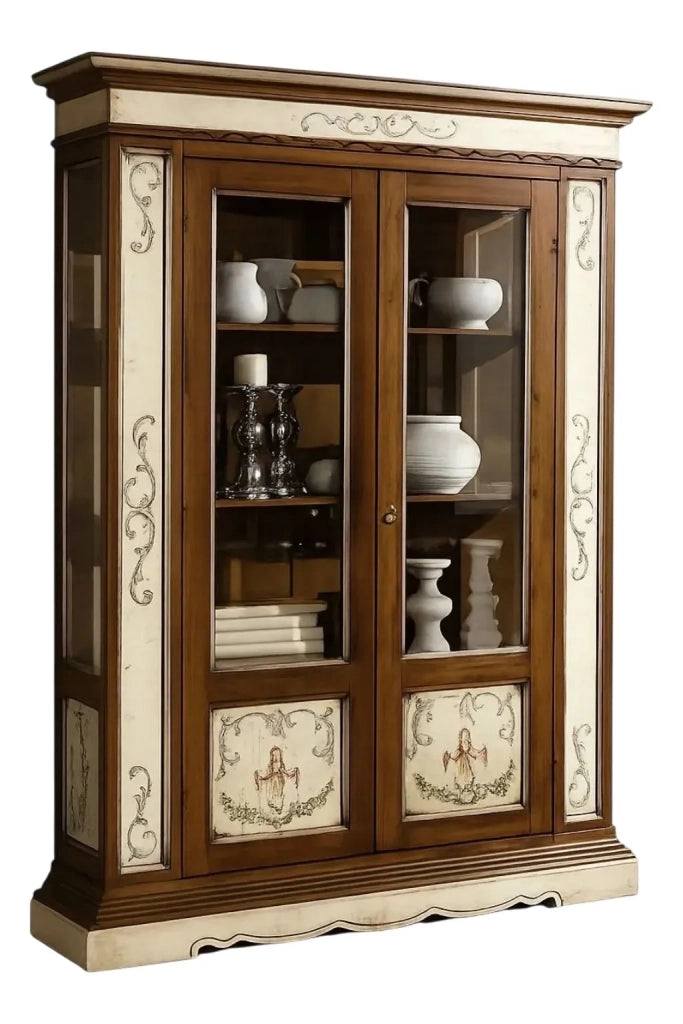 Vetrina 2 porte arte povera legno dipinto/bassano 145x48x212 - Mobili 2G