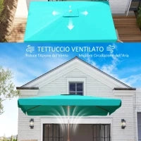 Ombrellone da Giardino 2x3 m con Apertura a Manovella, Inclinabile e Anti UV 50+, Turchese