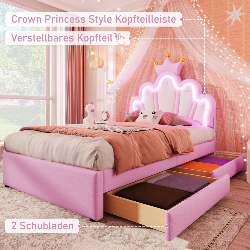 letto imbottito pu rosa 90 x 200 cm