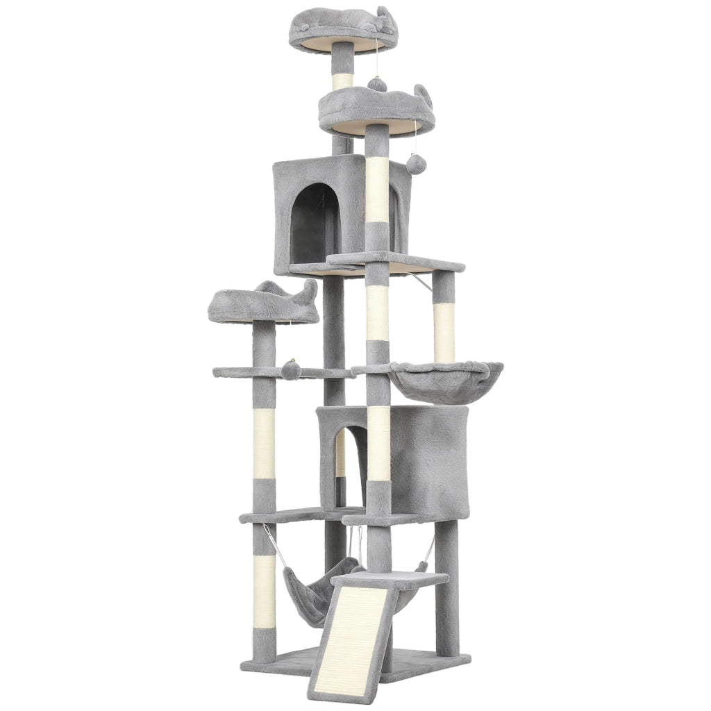 Albero per gatti con piattaforme e nicchie ¨C Zephmum ¨C Grigio 192 cm