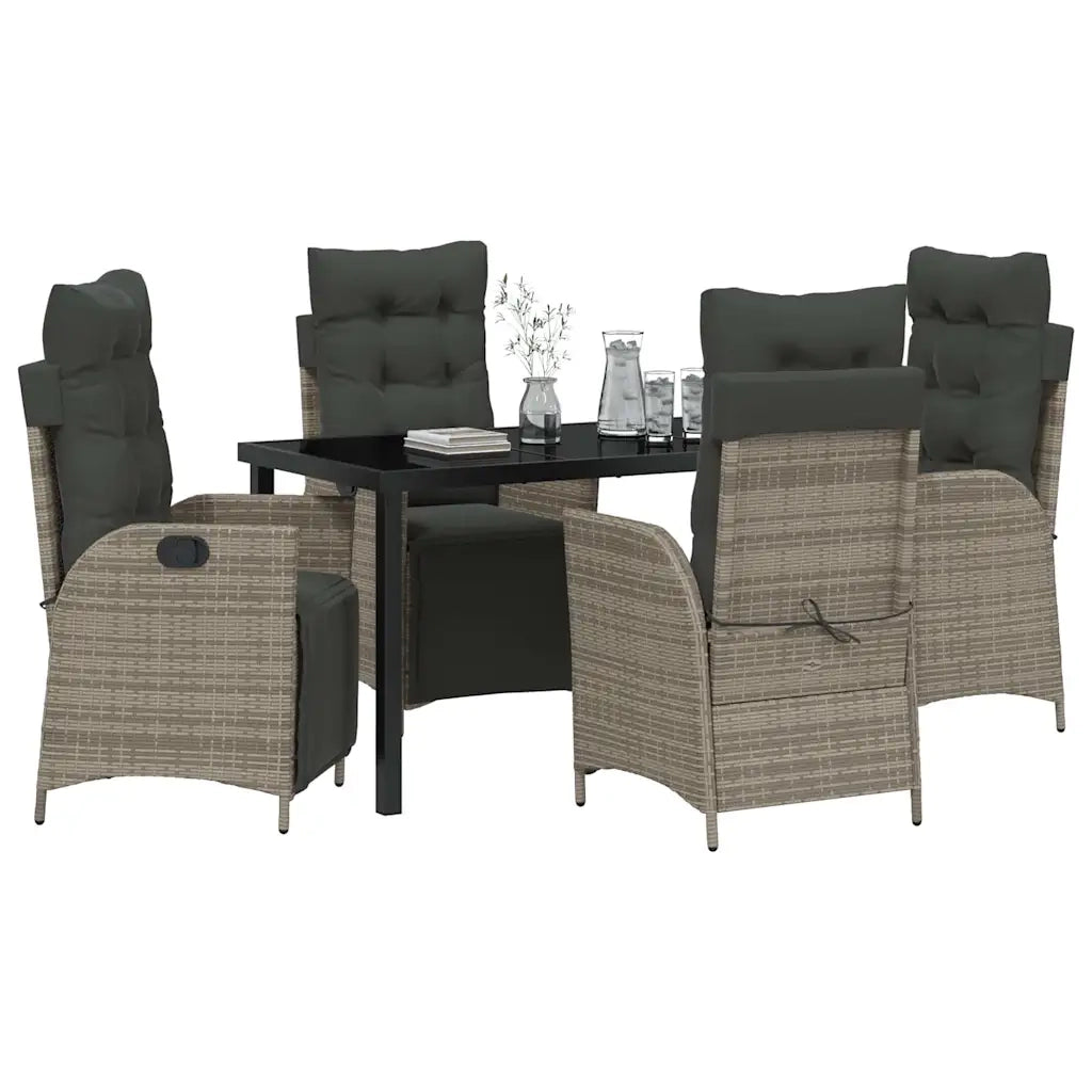 Set da Pranzo per Giardino con cuscino 5 pcs Grigio polyrattan 3380549