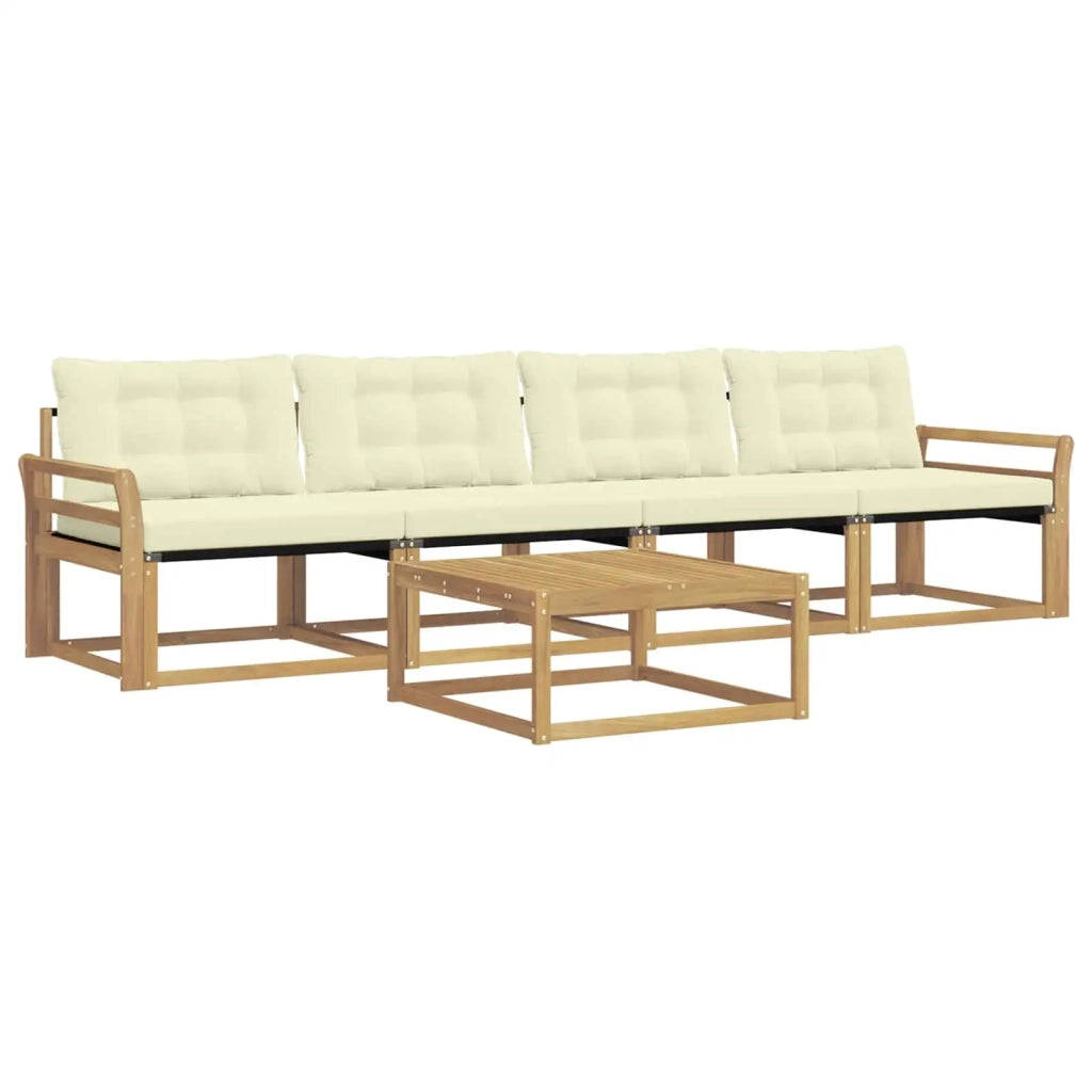 Set di divani da esterno 5 pcs Bianco e Crema 79 x 79 x 37 cm 3388396