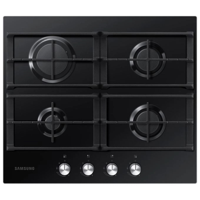 Samsung NA64H3010AK Piano Cottura a Gas in Vetro Temperato 4 Fuochi Griglia in Ghisa 60 cm Nero