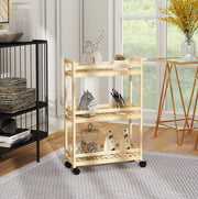 Carrello da cucina 55x20x75 cm naturale – 3 livelli, con ruote