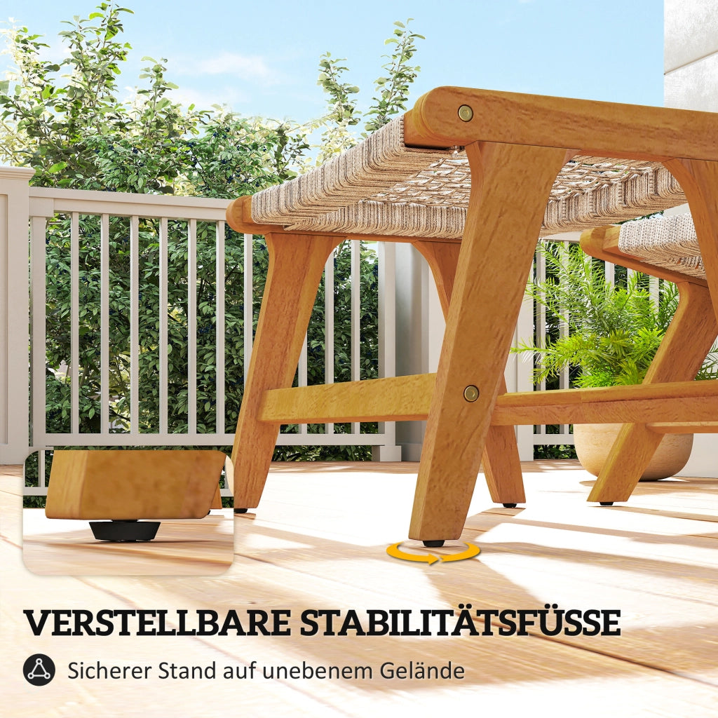 Sedia Lounge con Poggiapiedi ¨C Zephmum ¨C Acacia, Rattan, Grigio 2 Pezzi