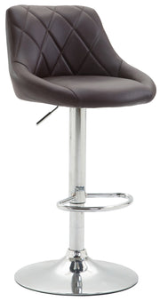 Sgabello Lazio in similpelle marrone,cromo