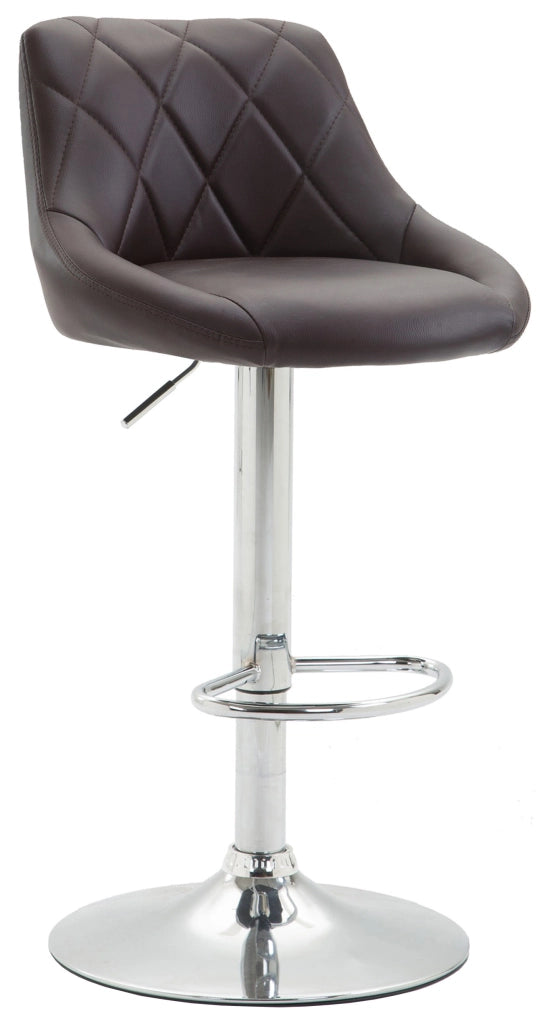 Sgabello Lazio in similpelle marrone,cromo