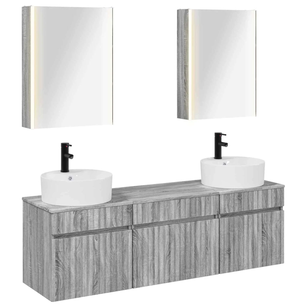 Set di Armadi da Bagno 5 pcs Sonoma grigio 53 x 15,5 x 70 cm 3406612
