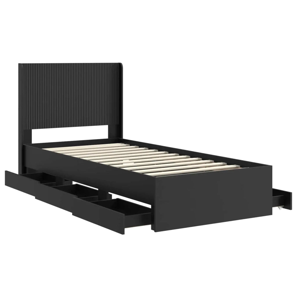 Struttura del letto con stoccaggio e testata Nero 100 x 200 cm 3413972