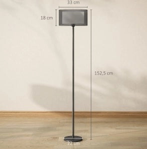 Lampada da terra ULEVR ?33x152,5 cm con paralume in tessuto bicolore e interruttore a pedale, nera