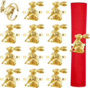 Set di anelli di tovaglia dorati - decorazione per matrimoni e cene di gala - 12 pezzi - rosso