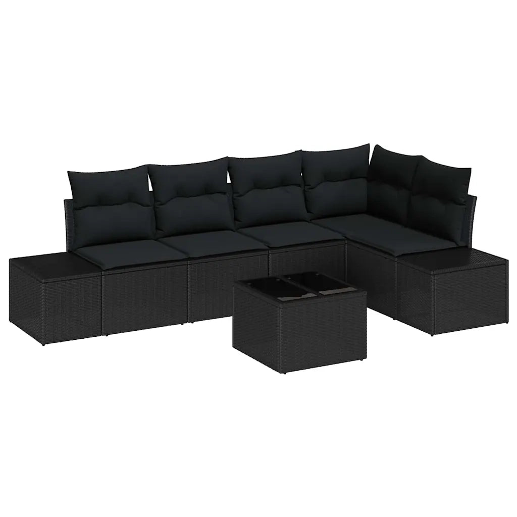 Set Divano da Giardino 6 pcs Nero polyrattan 3347073