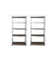 SET 2 SCAFFALI IN METALLO ZINCATO CON PIANI IN TRUCIOLATO 90 X 40 X H176 CM