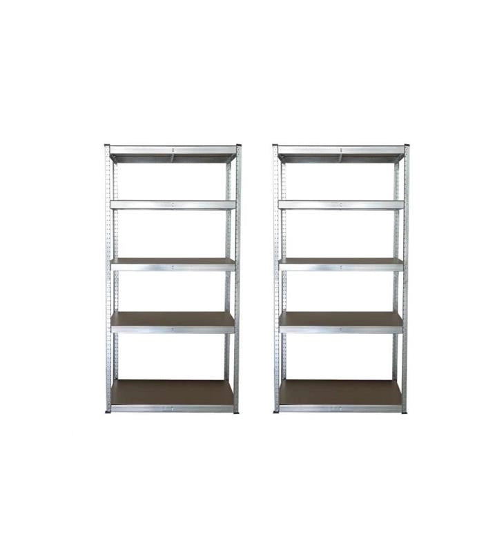 SET 2 SCAFFALI IN METALLO ZINCATO CON PIANI IN TRUCIOLATO 90 X 40 X H176 CM