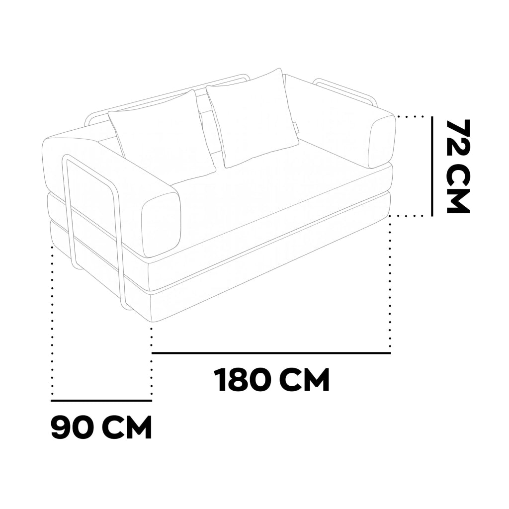 Sey - Divano Letto Pieghevole 180x72x90 cm Convertibile 4 in 1 con Cuscini Rivestimento Lavabile in Tessuto Salvia
