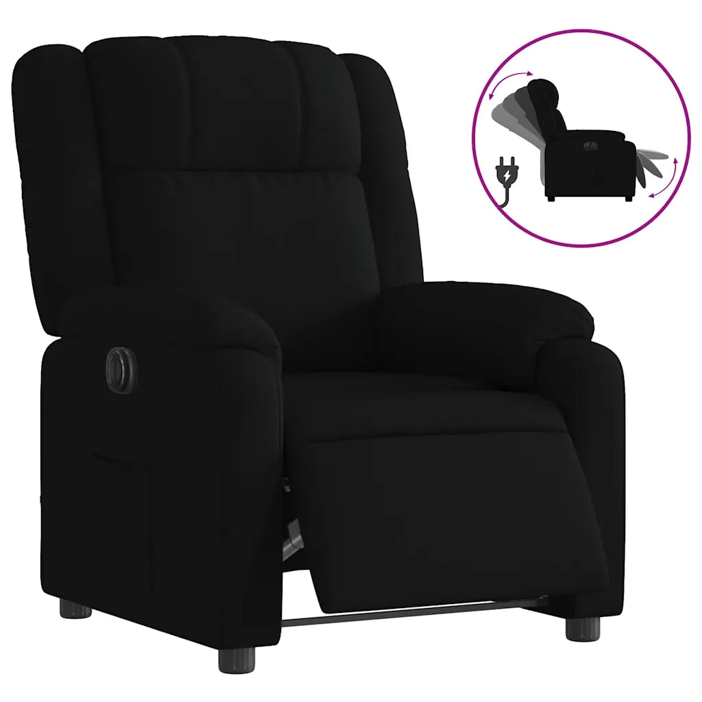 Poltrona | Sedia Relax Elettrica Reclinabile Nera in Tessuto