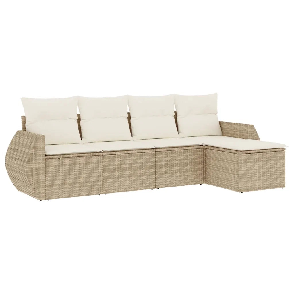 Set Divano da Giardino 5 pz con Cuscini Beige in Polyrattan 3221287