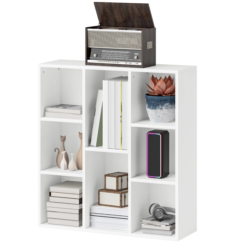 Libreria da terra con 8 vani aperti, scaffale portaoggetti multifunzionale, 74,3 x 24 x 80 cm, bianco