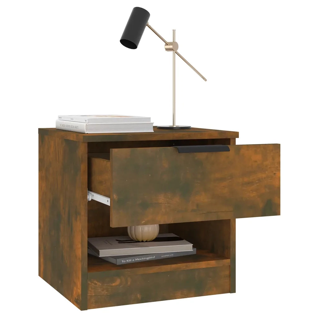 Comodini 2 pz Rovere Fumo in Legno Multistrato 817046
