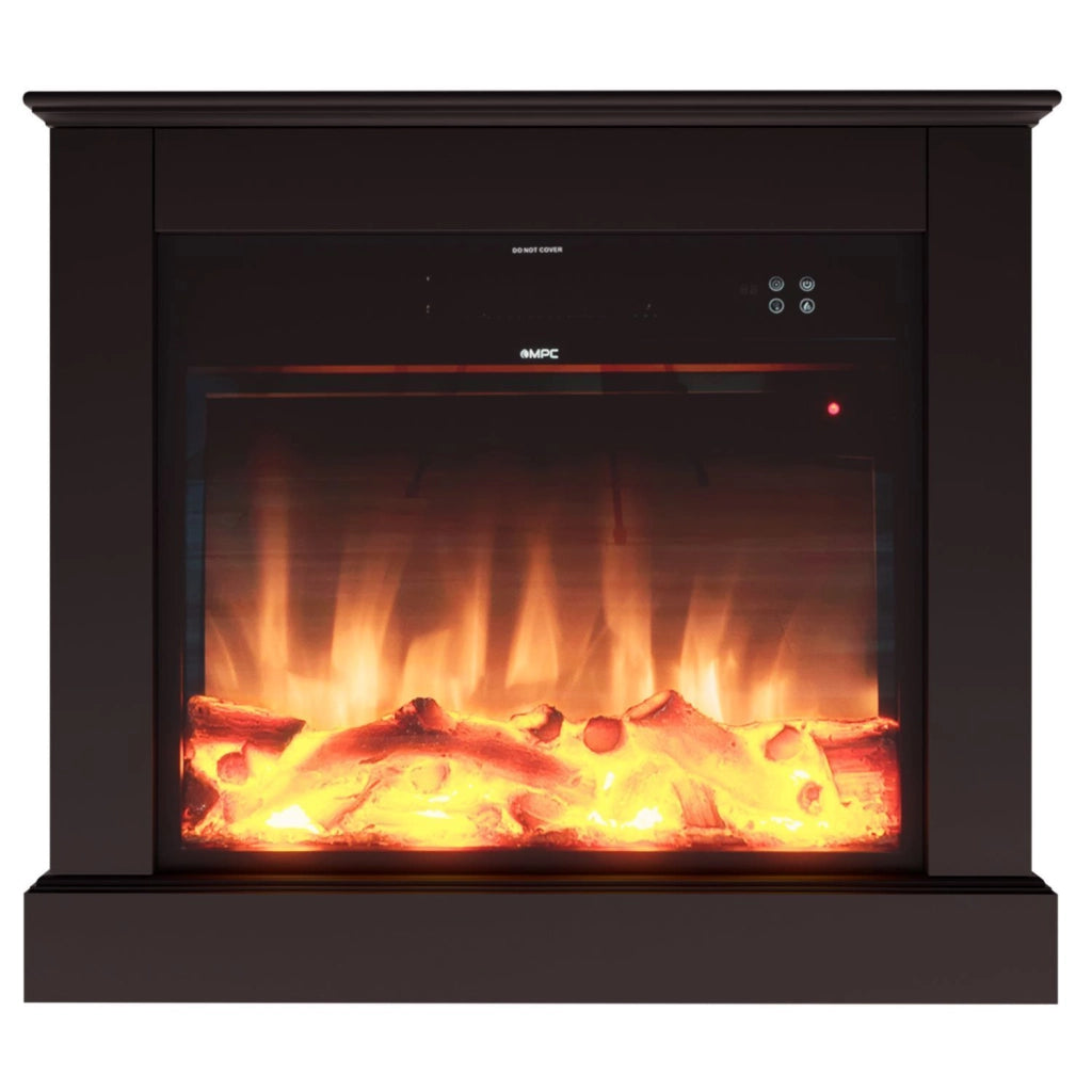 Caminetto Elettrico Mpc Camillo Xxl Nero 75cm Legno Nero 750w1500w Effetto Fiamma Led Realistico Termostato Automatico Modalita Solo Luce Telecomando Incluso Prodotto In Europa
