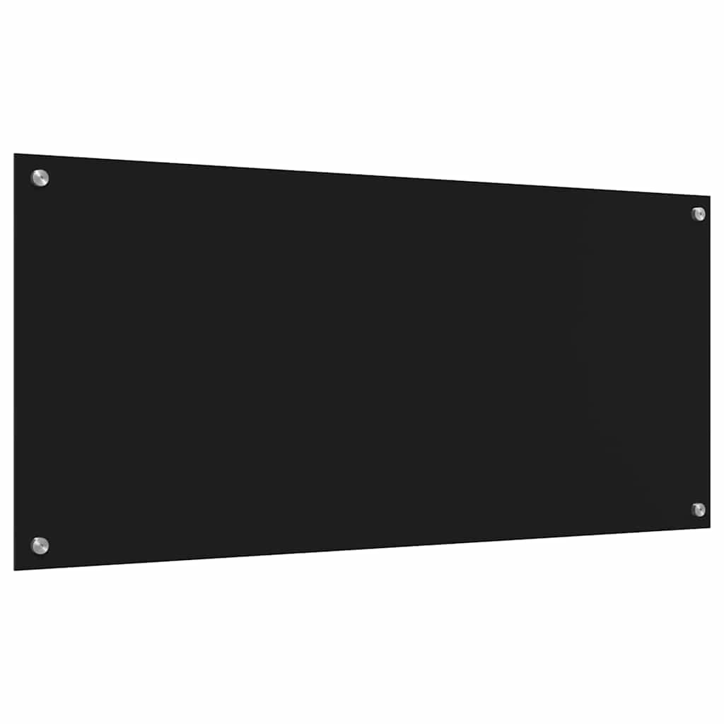 Set di 2 paraschizzi moderni per cucina neri 110 x 50 cm resistenti al calore design elegante realizzati in vetro temperato nero 02_0056266