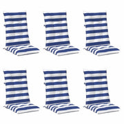 Cuscino da Esterno 6 pz | Cuscini per sedie Blu e Bianco 120 x 50 x 7 cm Tessuto