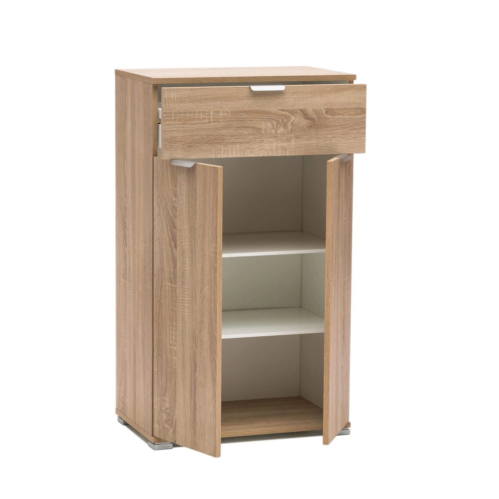 Armadietto da Bagno con due ante e un cassetto in Legno Composito cm 60x38x103 - SILAS