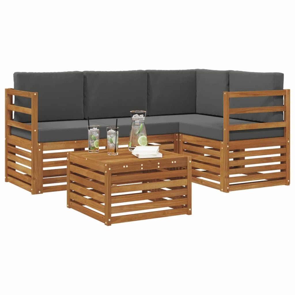 Set di divani da esterno con cuscino 5 pcs Naturale e Antracite
