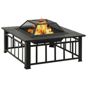 Braciere da Giardino con Attizzatoio 81x81x47 cm XXL in Acciaio 311888