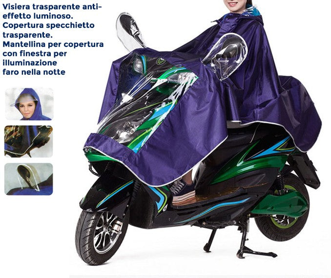 Mantellina impermeabile unisex per scooter moto catarifrangente universale Blu