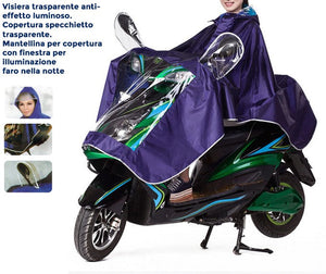 Mantellina impermeabile unisex per scooter moto catarifrangente universale Blu