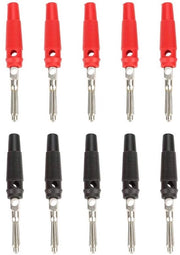 10 pezzi cavo audio per altoparlanti 4 mm banana stekker nikkel a 2 poli (rosso nero) - P3008