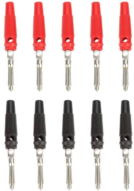 10 pezzi cavo audio per altoparlanti 4 mm banana stekker nikkel a 2 poli (rosso nero) - P3008