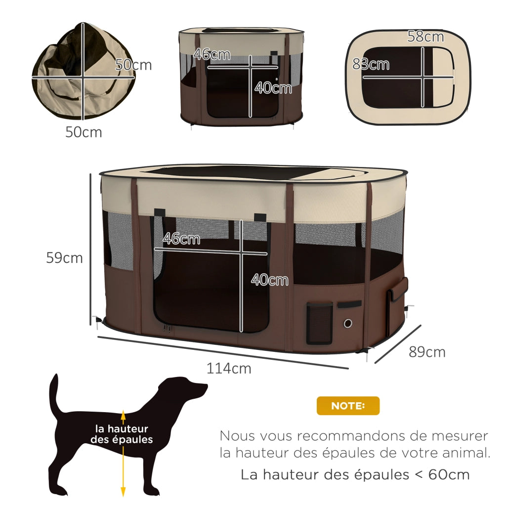 Recinto Pieghevole per Animali Domestici ¨C zephmum ¨C Marrone