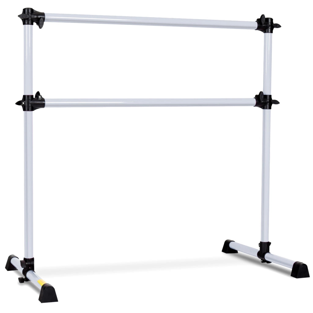 Sbarra danza in metallo con altezza regolabile piedini in gomma, Doppia barre da balletto 123x71x119cm Argento-Sbarre da danza