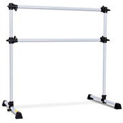 Sbarra danza in metallo con altezza regolabile piedini in gomma, Doppia barre da balletto 123x71x119cm Argento-Sbarre da danza