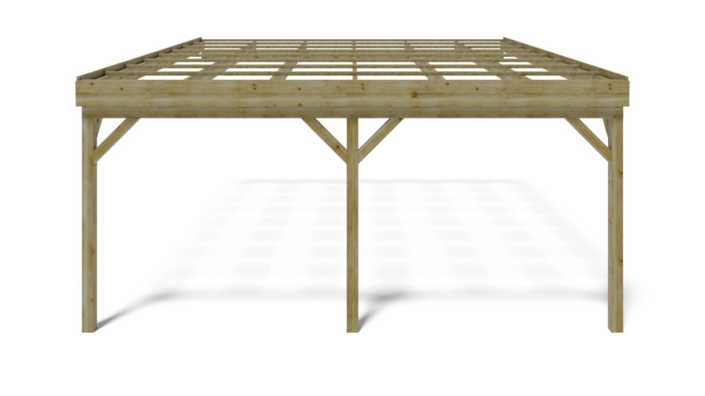 Tettoia posto auto coperto in legno 5.8x5.06 m - 29 m2 - addossato  - CAR23 - ALTANKA