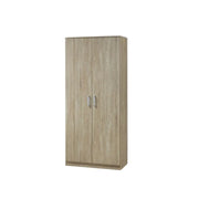 Armadio / Guardaroba SAVIS, 2 ante, contemporaneo rovere Sonoma e maniglie grigie
