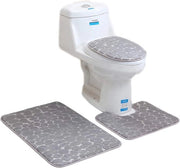 Set di 3 mattonelle da bagno Super morbide Mattonella da bagno e mattonella per il water Trafo di schiuma Gomma vetrificata Mattonella per doccia Asciuga rapidamente Mattonella per bagno Tappeto, Mattonella a forma di U e tappeto per il water, Grigio